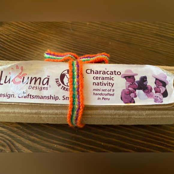 Peruvian Handmade Clay 9-Piece Mini Nativity Set 1" H Christmas Original Box - Picture 4 of 12